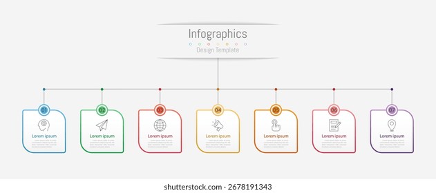 Infografía 7 Elementos de diseño de opciones para los datos de su negocio. Ilustración vectorial.