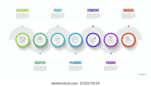 Infographic 7 options design elements for your business data. Vector Illustration.