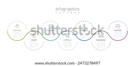 Infographic 7 options design elements for your business data. Vector Illustration.