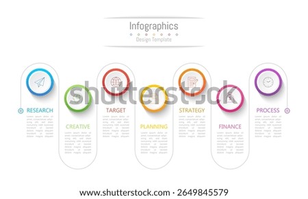 Infographic 7 options design elements for your business data. Vector Illustration.