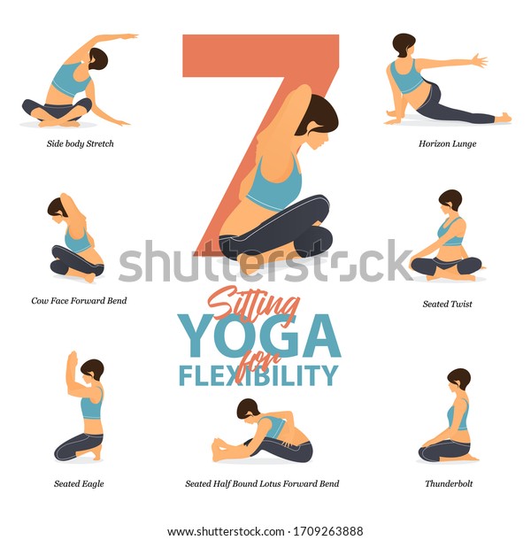 Infographic 7 Sitting Yoga Poses Easy Stock Vector (royalty Free 