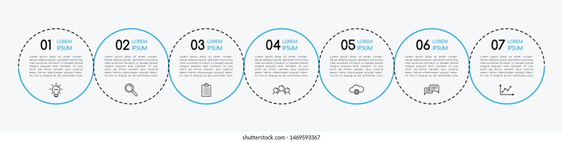 Infographic with 7 steps. Circle diagram. Vector