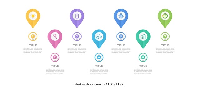 Infographic with 7 steps, options, parts or processes. Presentation business data visualization.