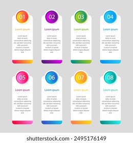 Infographic 8 Elements Vector Set. Text Boxes Collection. Modern Gradient Design Elements.