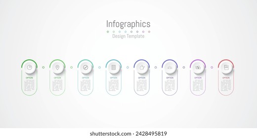 Infographic 8 options design elements for your business data. Vector Illustration.