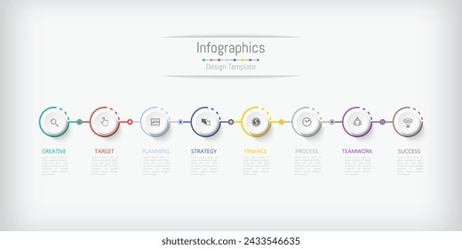 Infografía 8 opciones de elementos de diseño para sus datos empresariales. Ilustración vectorial.