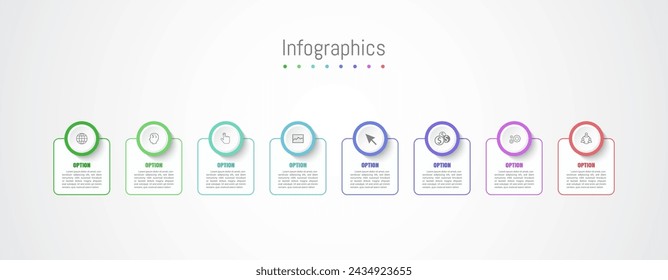 Infographic 8 options design elements for your business data. Vector Illustration.