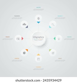 Infographic 8 options design elements for your business data. Vector Illustration.