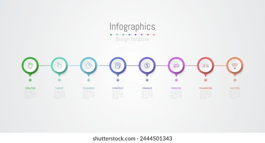 Infografía 8 opciones Elementos de diseño para sus datos de negocio. Ilustración vectorial.