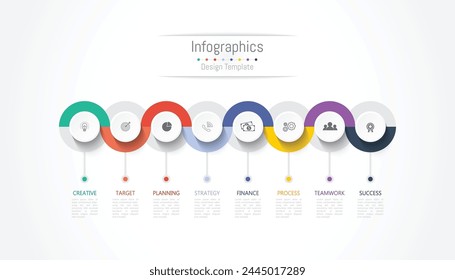 Infografía 8 opciones Elementos de diseño para sus datos de negocio. Ilustración vectorial.