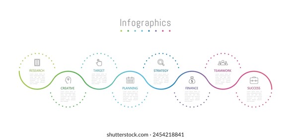 Infographic 8 options design elements for your business data. Vector Illustration.