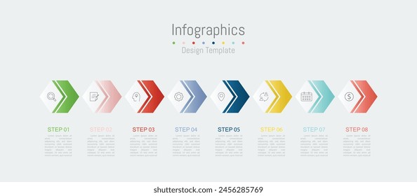 Infographic 8 options design elements for your business data. Vector Illustration.