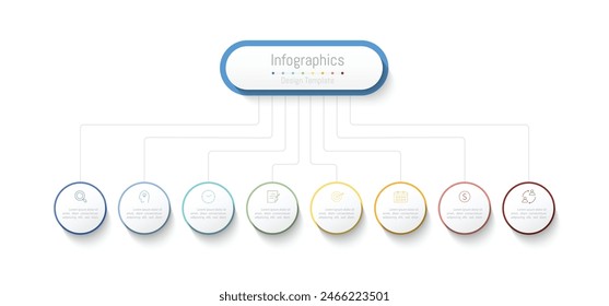 Infographic 8 options design elements for your business data. Vector Illustration.