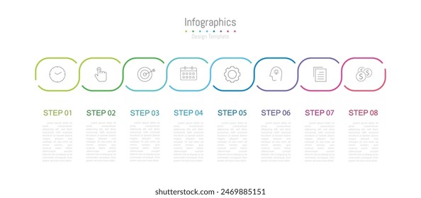 Infografía 8 opciones Elementos de diseño para sus datos de negocio. Ilustración vectorial.