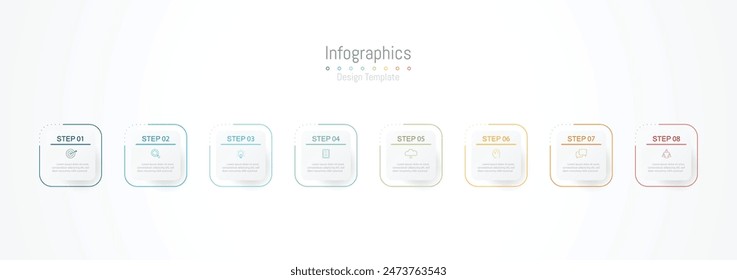 Infographic 8 options design elements for your business data. Vector Illustration.