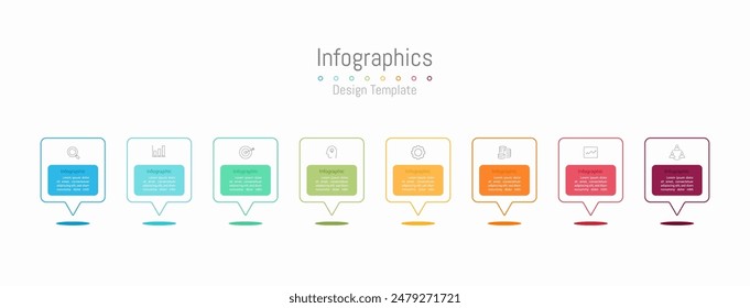 Infographic 8 options design elements for your business data. Vector Illustration.