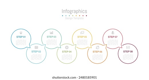 Infographic 8 options design elements for your business data. Vector Illustration.