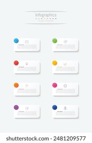 Infographic 8 options design elements for your business data. Vector Illustration.