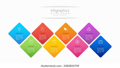 Infografía 8 opciones Elementos de diseño para sus datos de negocio. Ilustración vectorial.