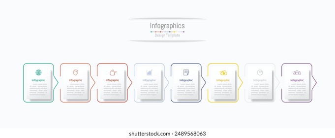 Infographic 8 options design elements for your business data. Vector Illustration.