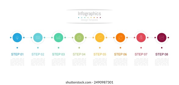 Infografía 8 opciones Elementos de diseño para sus datos de negocio. Ilustración vectorial.