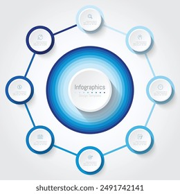 Infographic 8 options design elements for your business data. Vector Illustration.