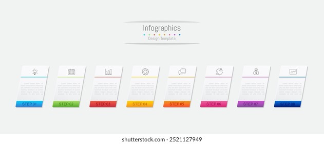 Infographic 8 Optionen Design-Elemente für Ihre Geschäftsdaten. Vektorgrafik.