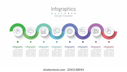 Infographic 8 options design elements for your business data. Vector Illustration.
