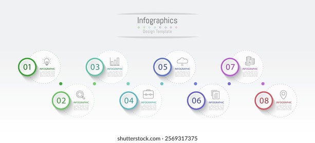 Infographic 8 options design elements for your business data. Vector Illustration.