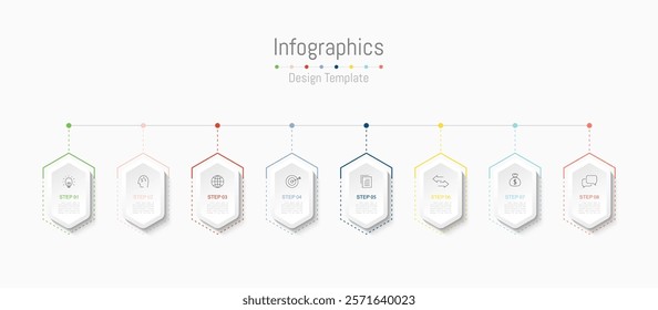 Infographic 8 options design elements for your business data. Vector Illustration.