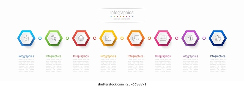 Infographic 8 options design elements for your business data. Vector Illustration.