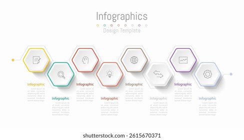 Infographic 8 options design elements for your business data. Vector Illustration.