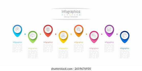 Infográfico 8 opções elementos de design para seus dados de negócios. Ilustração de vetor.