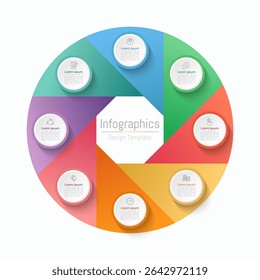 Infografía 8 Elementos de diseño de opciones para los datos de tu negocio. Ilustración vectorial.