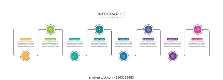 Infografía 8 Elementos de diseño de opciones para los datos de tu negocio. Ilustración vectorial.