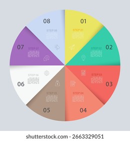 Infographic 8 options design elements for your business data. Vector Illustration.