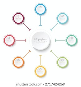 Infografía 8 Elementos de diseño de opciones para los datos de tu negocio. Ilustración vectorial.