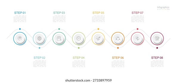 Infographic 8 options design elements for your business data. Vector Illustration.