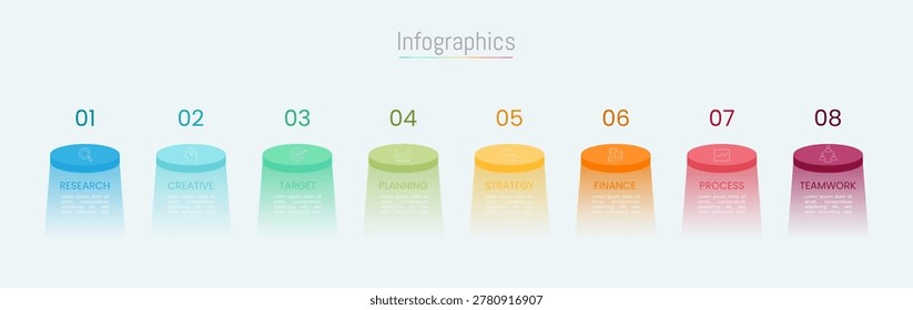 Infographic 8 options design elements for your business data. Vector Illustration.