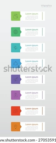 Infographic 8 options design elements for your business data. Vector Illustration.