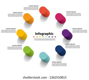 infographic 8 step presentation, infographic linear circle