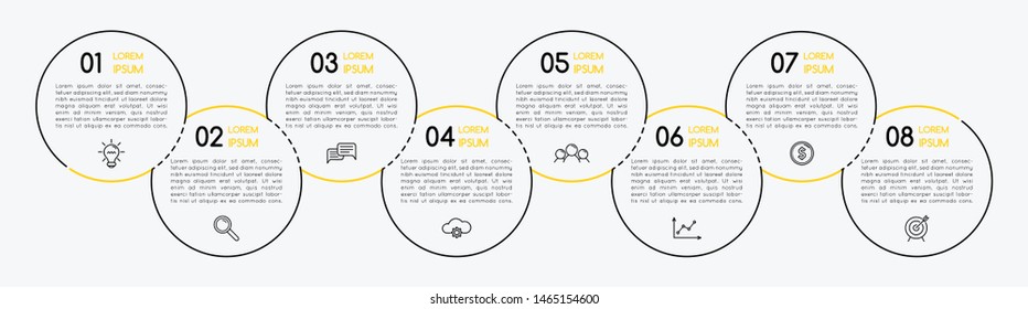 Infographic with 8 steps. Diagram. Vector