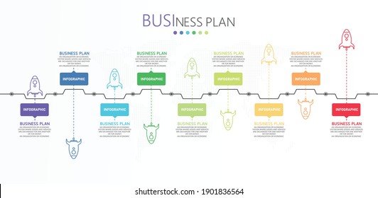 Infografía con 9 elementos plan de proyecto plantilla de diseño de pasos de inicio ilustración de vector infográfico plana para informe de barra de progreso de presentación.