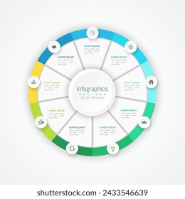 Infographic 9 options design elements for your business data. Vector Illustration.