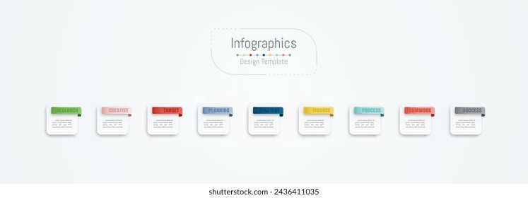 Infographic 9 options design elements for your business data. Vector Illustration.