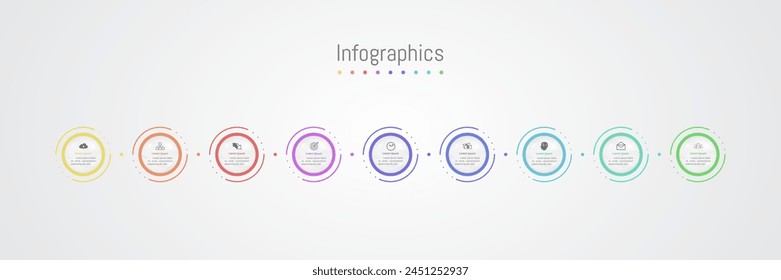 Infographic 9 options design elements for your business data. Vector Illustration.