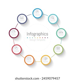 Infographic 9 options design elements for your business data. Vector Illustration.