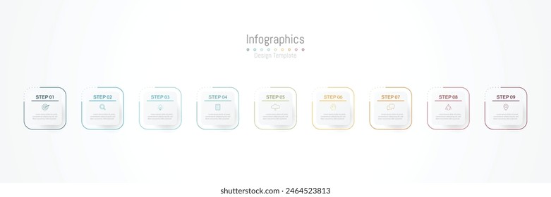 Infographic 9 options design elements for your business data. Vector Illustration.