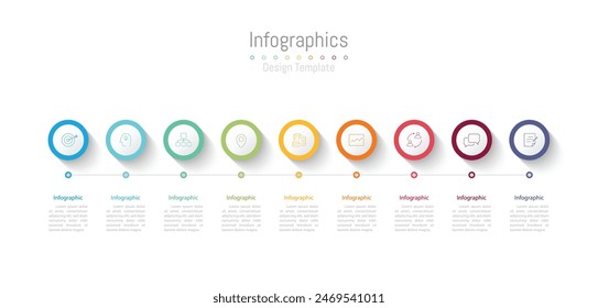 Infographic 9 options design elements for your business data. Vector Illustration.