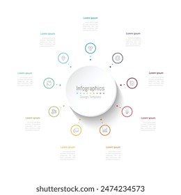 Infographic 9 options design elements for your business data. Vector Illustration.